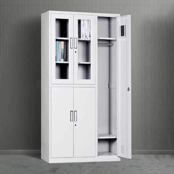 Metal Gray Cabinet for Bathroom Contemporary Storage Cabinet with Hinged Doors Clearhalo 'Armoires & Wardrobes' 'armoires_wardrobes' 'Bedroom Furniture' 'furn' 'furn_armoires_wardrobes' 'Furniture' 6270237