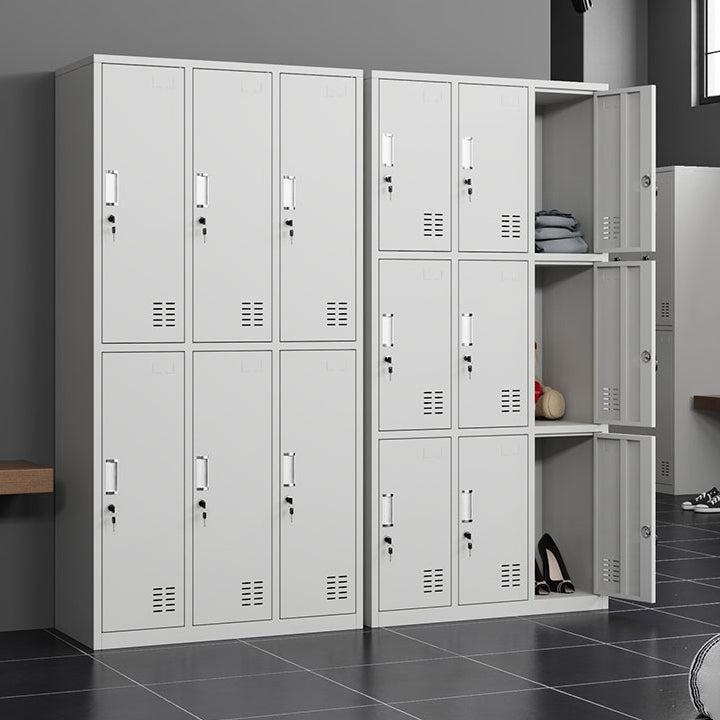 Metal Gray Cabinet for Bathroom Contemporary Storage Cabinet with Hinged Doors Clearhalo 'Armoires & Wardrobes' 'armoires_wardrobes' 'Bedroom Furniture' 'furn' 'furn_armoires_wardrobes' 'Furniture' 6270238