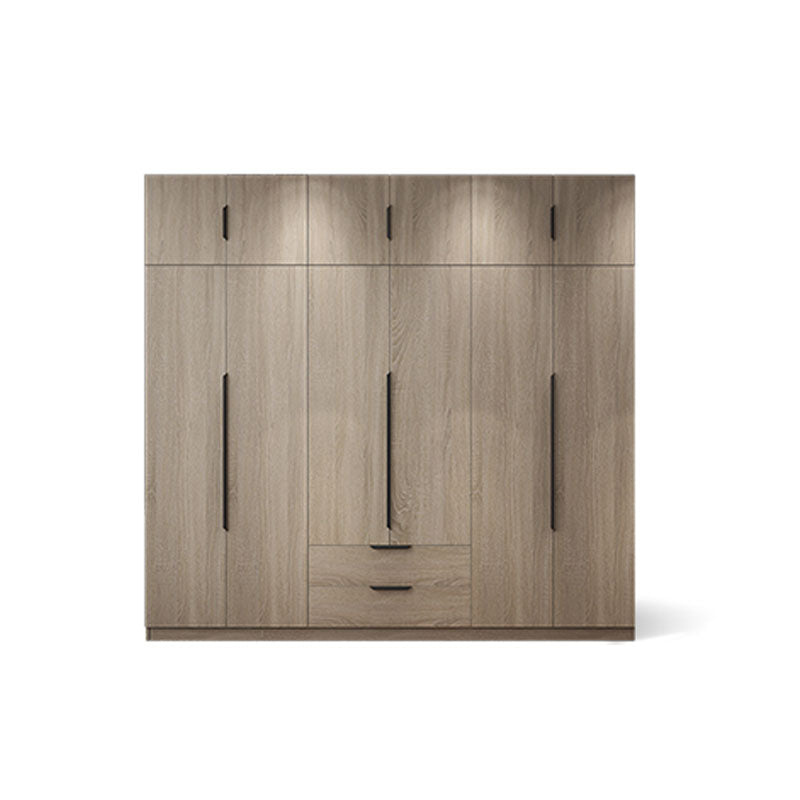 Brown Manufactured Wood Wardrobe Modern Cabinet with Drawers