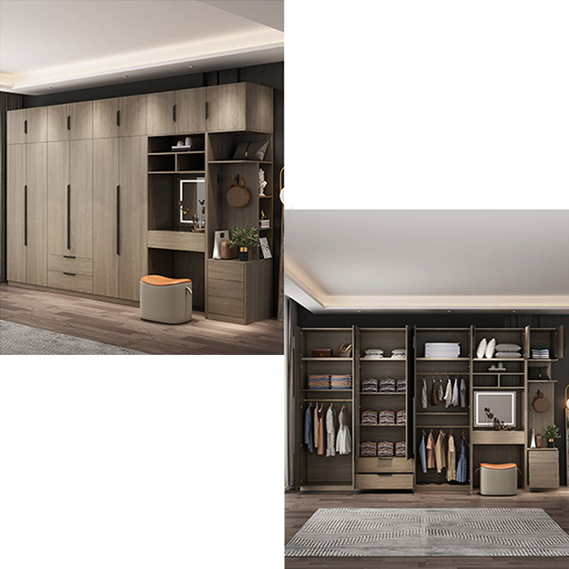 Brown Manufactured Wood Wardrobe Modern Cabinet with Drawers