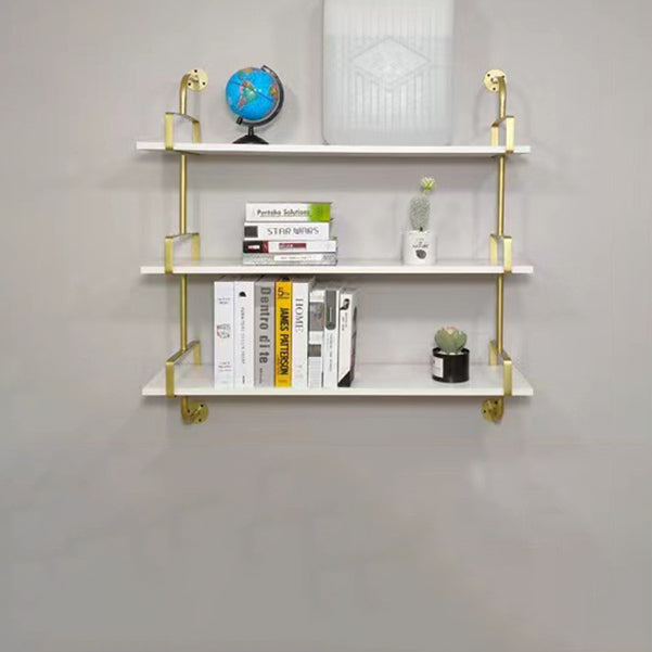 Metal and Wooden Shelf Bookcase Open Wall Mounted Gold Bookshelf for Home Clearhalo 'Bookcases' 'furn' 'furn_bookcases' 'Furniture' 'Office Furniture' 6270361