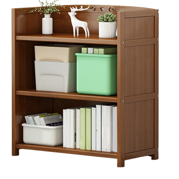Brown Closed Back Book Shelf Bamboo Standard Vertical Bookcase for Home