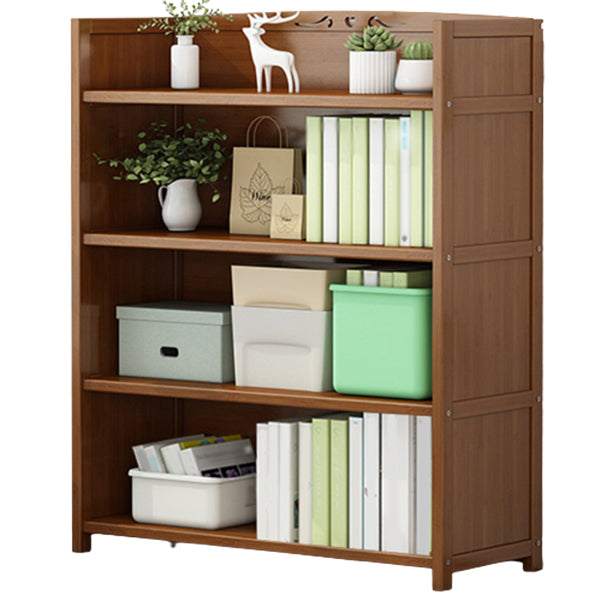 Brown Closed Back Book Shelf Bamboo Standard Vertical Bookcase for Home