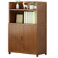 Brown Closed Back Book Shelf Bamboo Standard Vertical Bookcase for Home