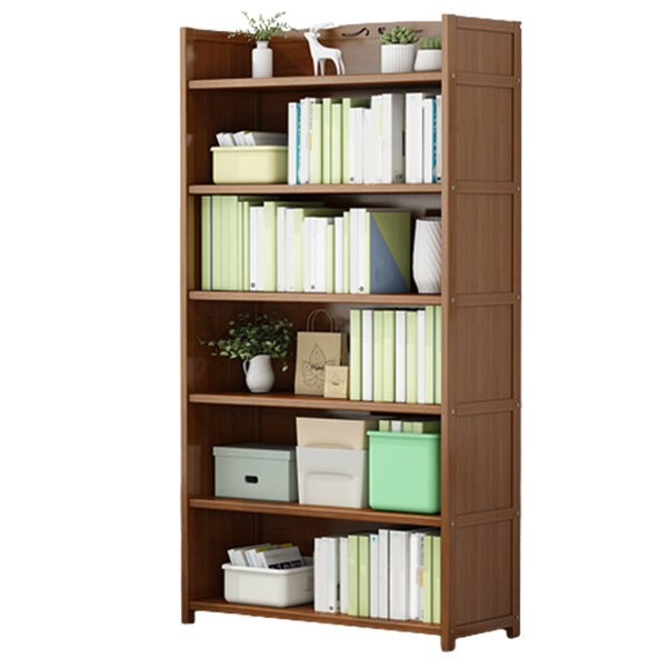 Brown Closed Back Book Shelf Bamboo Standard Vertical Bookcase for Home