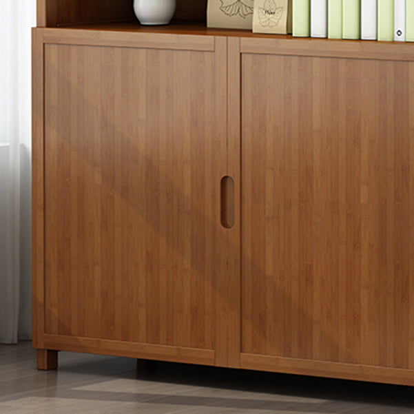 Brown Closed Back Book Shelf Bamboo Standard Vertical Bookcase for Home
