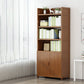 Brown Closed Back Book Shelf Bamboo Standard Vertical Bookcase for Home