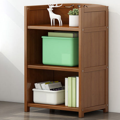Brown Closed Back Book Shelf Bamboo Standard Vertical Bookcase for Home