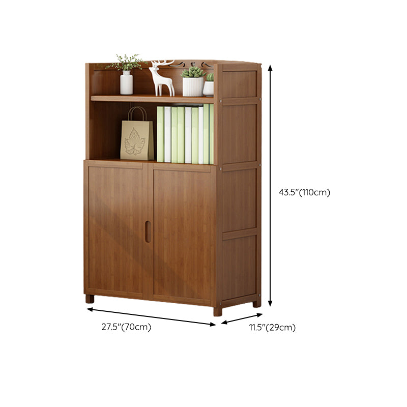 Brown Closed Back Book Shelf Bamboo Standard Vertical Bookcase for Home
