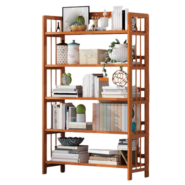Bamboo Contemporary Bookshelf Etagere Shelf Bookcase with Shelves 35.4"L x 9.8"W x 61"H Tan Clearhalo 'Bookcases' 'furn' 'furn_bookcases' 'Furniture' 'Office Furniture' 6270536