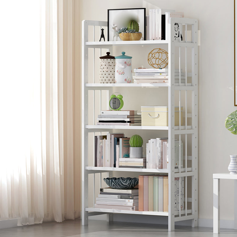 Bamboo Contemporary Bookshelf Etagere Shelf Bookcase with Shelves 27.6"L x 9.8"W x 61"H White Clearhalo 'Bookcases' 'furn' 'furn_bookcases' 'Furniture' 'Office Furniture' 6270542