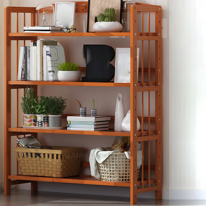 Bamboo Contemporary Bookshelf Etagere Shelf Bookcase with Shelves 35.4"L x 9.8"W x 49.2"H Tan Clearhalo 'Bookcases' 'furn' 'furn_bookcases' 'Furniture' 'Office Furniture' 6270543