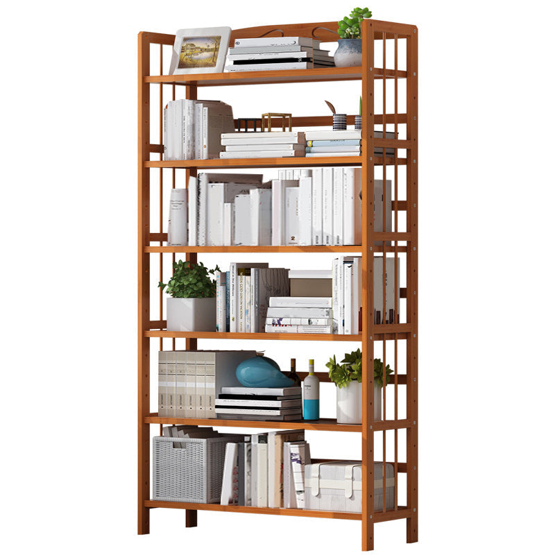 Bamboo Contemporary Bookshelf Etagere Shelf Bookcase with Shelves 35.4"L x 9.8"W x 66.9"H Tan Clearhalo 'Bookcases' 'furn' 'furn_bookcases' 'Furniture' 'Office Furniture' 6270544
