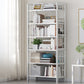 Bamboo Contemporary Bookshelf Etagere Shelf Bookcase with Shelves 35.4"L x 9.8"W x 66.9"H White Clearhalo 'Bookcases' 'furn' 'furn_bookcases' 'Furniture' 'Office Furniture' 6270545
