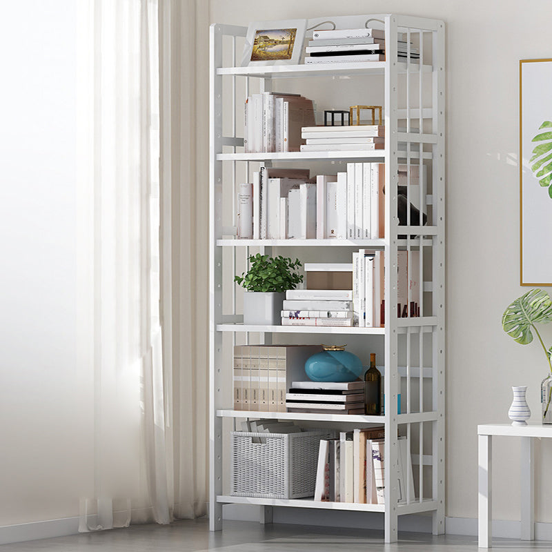 Bamboo Contemporary Bookshelf Etagere Shelf Bookcase with Shelves 27.6"L x 9.8"W x 66.9"H White Clearhalo 'Bookcases' 'furn' 'furn_bookcases' 'Furniture' 'Office Furniture' 6270549