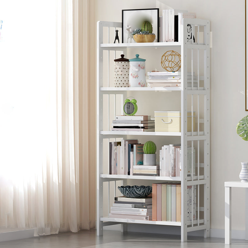 Bamboo Contemporary Bookshelf Etagere Shelf Bookcase with Shelves 19.7"L x 9.8"W x 61"H White Clearhalo 'Bookcases' 'furn' 'furn_bookcases' 'Furniture' 'Office Furniture' 6270553