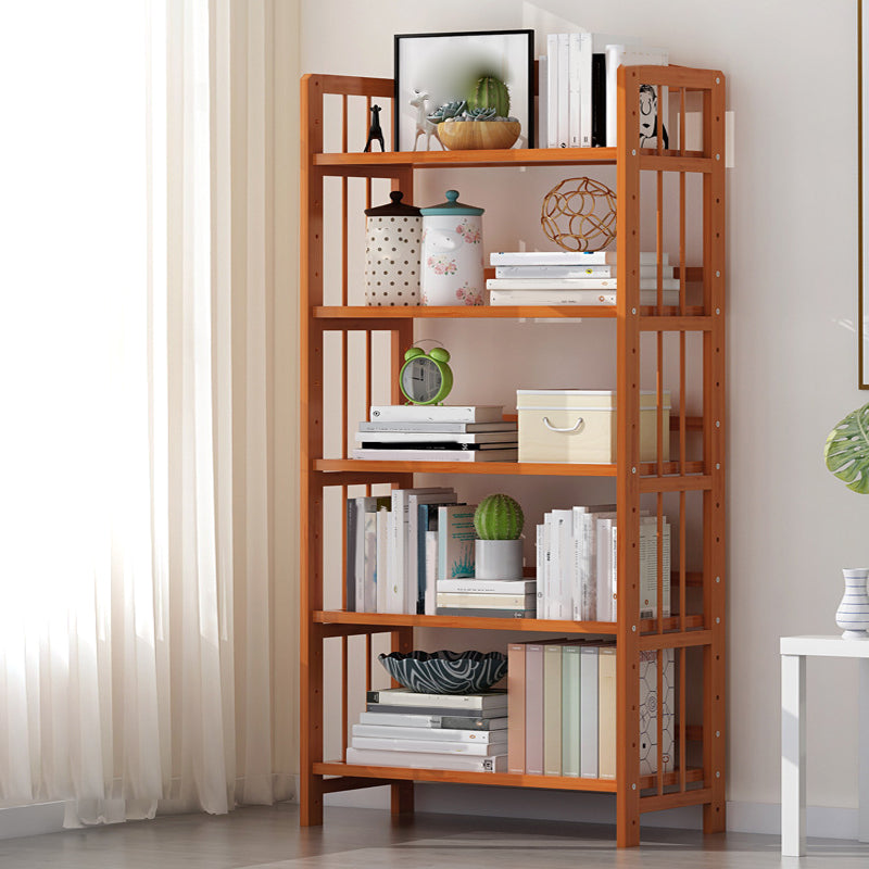 Bamboo Contemporary Bookshelf Etagere Shelf Bookcase with Shelves 27.6"L x 9.8"W x 61"H Tan Clearhalo 'Bookcases' 'furn' 'furn_bookcases' 'Furniture' 'Office Furniture' 6270559