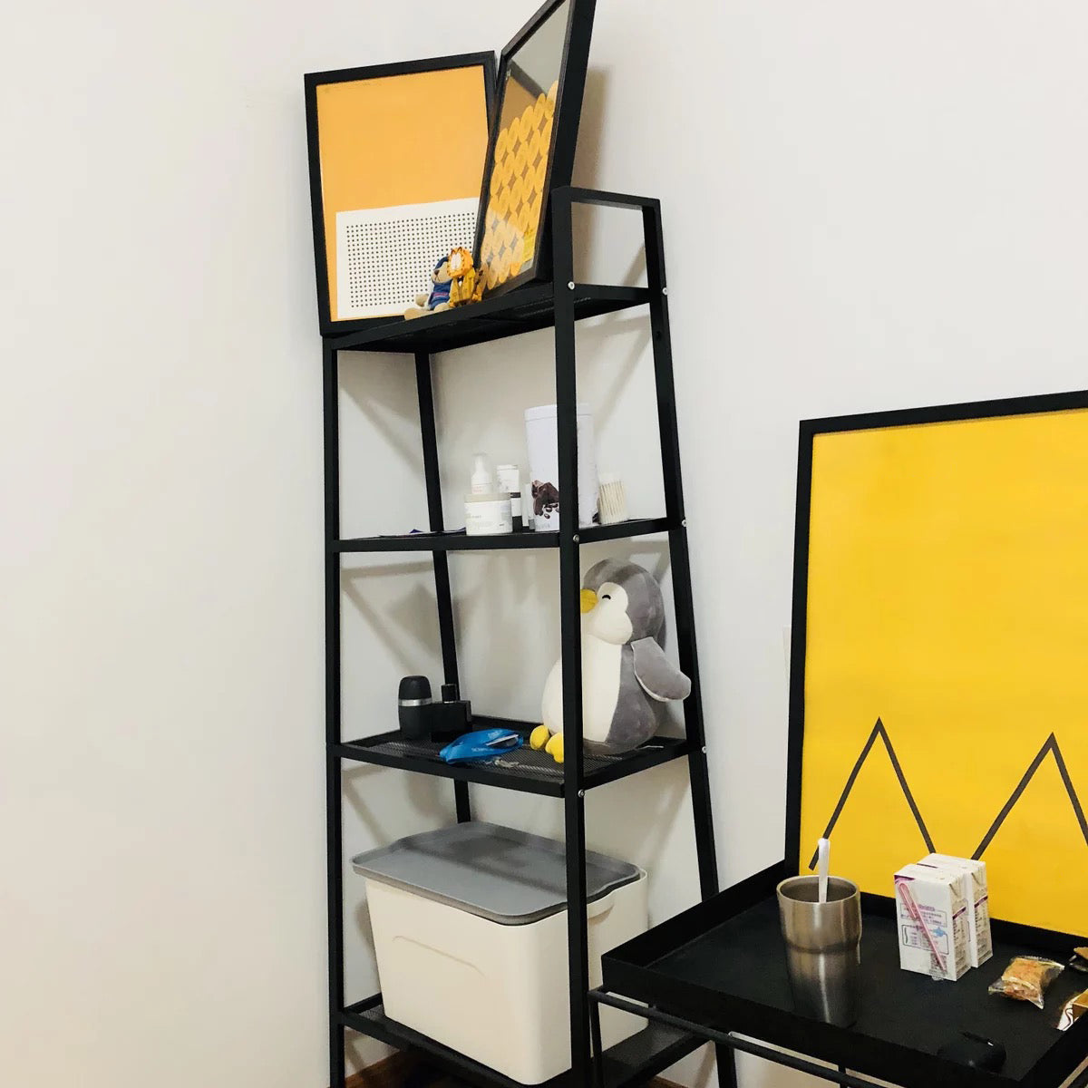 スタディルーム用のコンテンポラリーメタルブックケースオープンシェルフ本棚