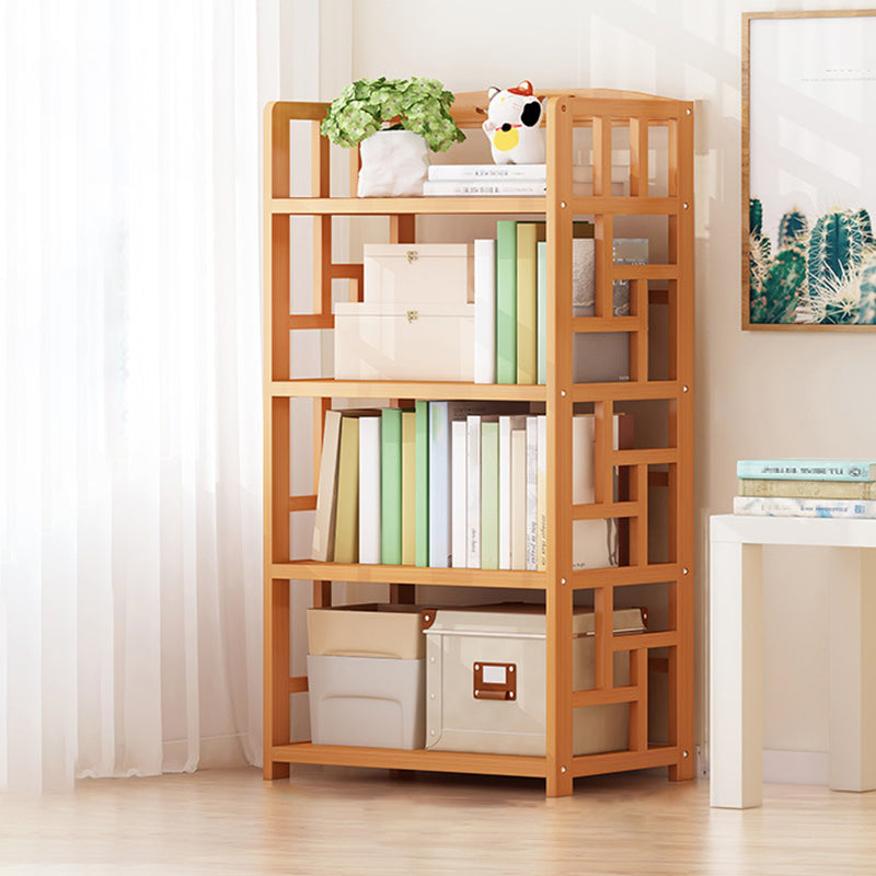 Natural Floor Bookshelf Contemporary Bamboo Shelf Bookcase for Study Room