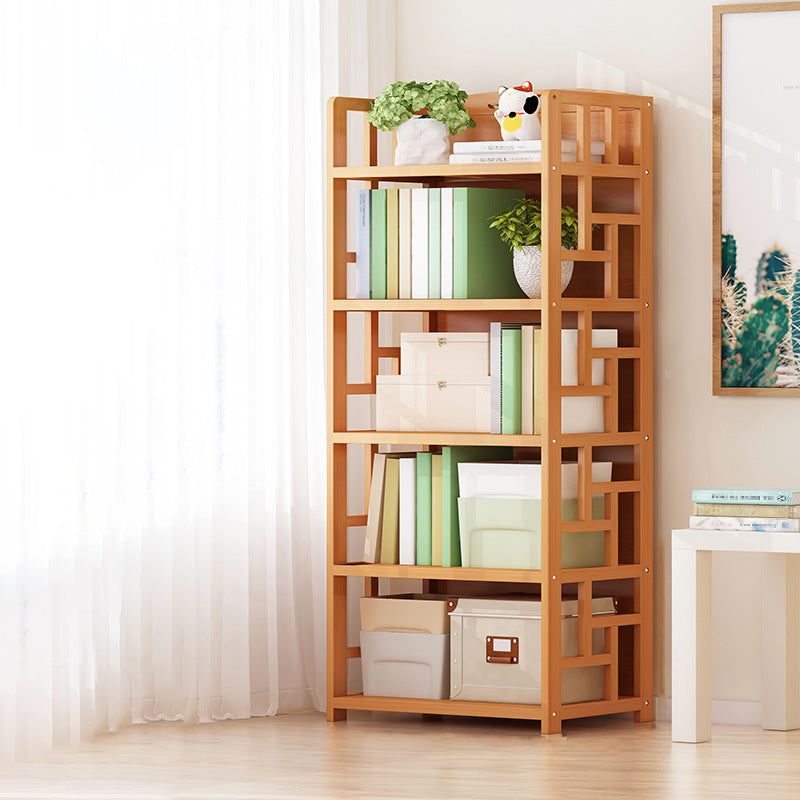 Natural Floor Bookshelf Contemporary Bamboo Shelf Bookcase for Study Room