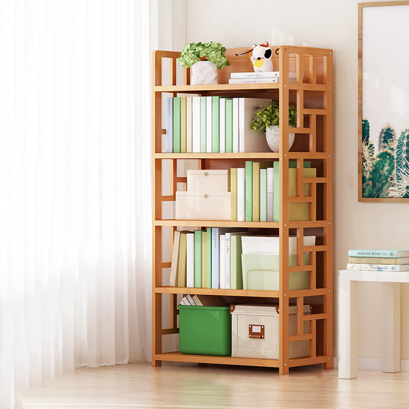 Natural Floor Bookshelf Contemporary Bamboo Shelf Bookcase for Study Room