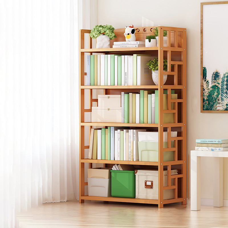 Natural Floor Bookshelf Contemporary Bamboo Shelf Bookcase for Study Room