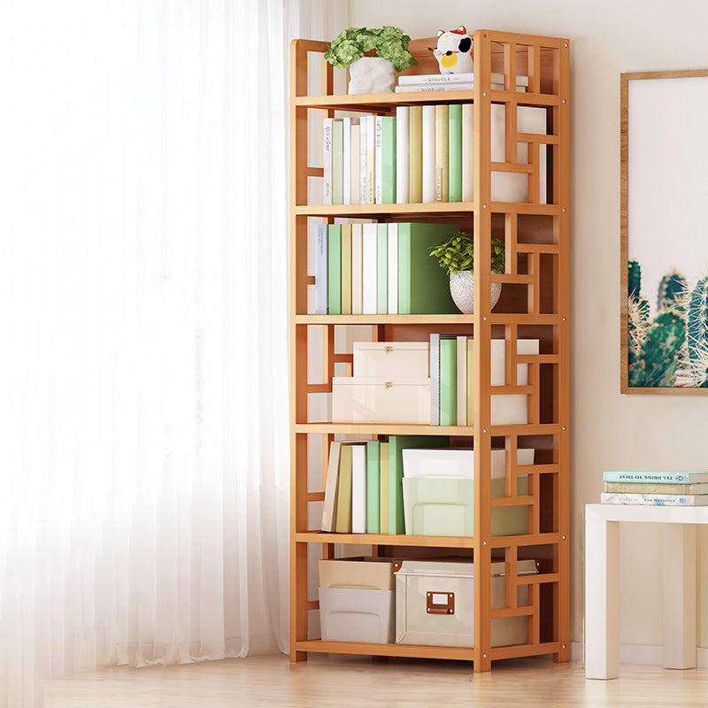 Natural Floor Bookshelf Contemporary Bamboo Shelf Bookcase for Study Room