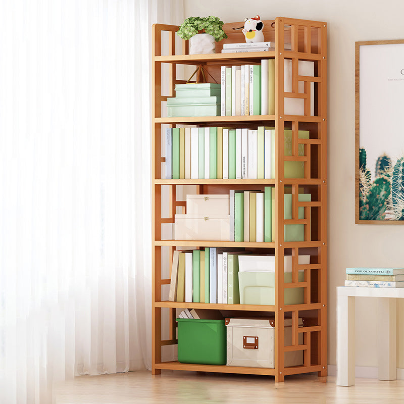 Natural Floor Bookshelf Contemporary Bamboo Shelf Bookcase for Study Room