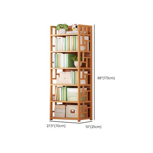 Natural Floor Bookshelf Contemporary Bamboo Shelf Bookcase for Study Room