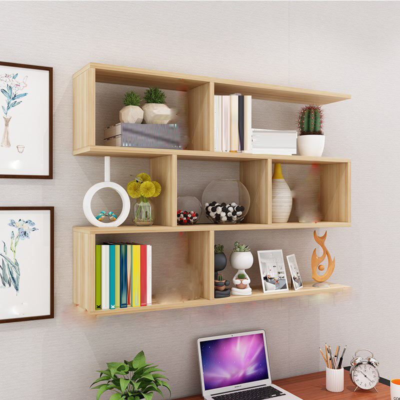Modern Open Wall Mounted Shelf Bookcase Engineered Wood Bookshelf for Study Room Natural Clearhalo 'Bookcases' 'furn' 'furn_bookcases' 'Furniture' 'Office Furniture' 6270695