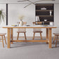 White Stone Top Table Set with Wooden Frame 1/2/5 Pieces Modern Dinette Set Clearhalo 'Dining Room Sets' 'Dining Tables & Seating' 'dining_room_set' 'furn' 'furn_dining_room_set' 'Furniture' 'Kitchen & Dining Furniture' 6270837