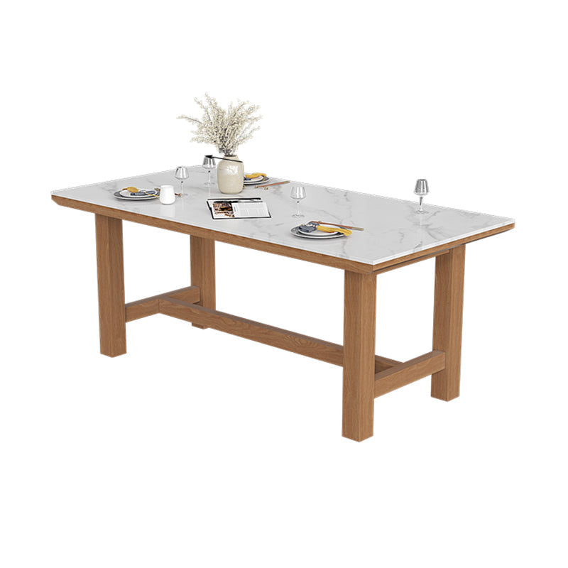 White Stone Top Table Set with Wooden Frame 1/2/5 Pieces Modern Dinette Set Clearhalo 'Dining Room Sets' 'Dining Tables & Seating' 'dining_room_set' 'furn' 'furn_dining_room_set' 'Furniture' 'Kitchen & Dining Furniture' 6270839