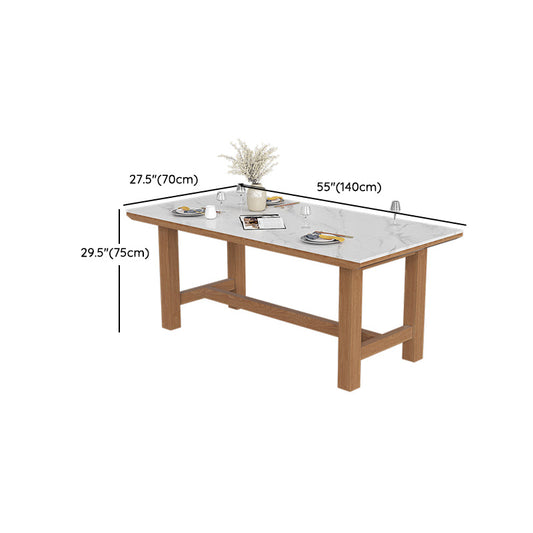 White Stone Top Table Set with Wooden Frame 1/2/5 Pieces Modern Dinette Set Clearhalo 'Dining Room Sets' 'Dining Tables & Seating' 'dining_room_set' 'furn' 'furn_dining_room_set' 'Furniture' 'Kitchen & Dining Furniture' 6270845