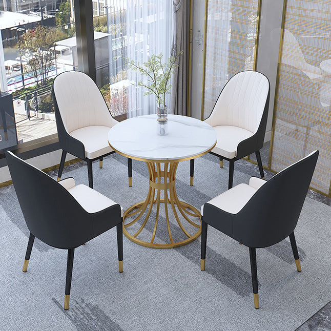 Contemporary Dining Set with Padded Chairs 1/5 Pieces Stone Top Dinette Set for Home