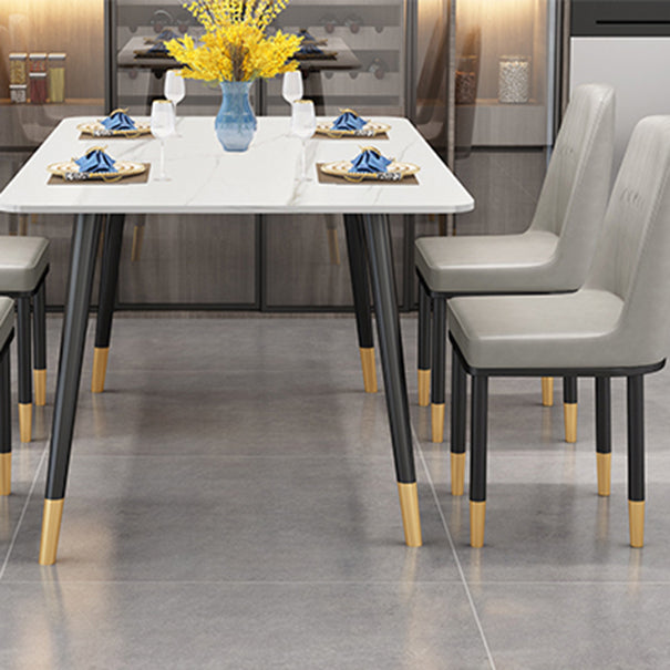 Glossy White Dining Table Set 1/4/5/7 Pieces Stone Dinette Set for Kitchen Clearhalo 'Dining Room Sets' 'Dining Tables & Seating' 'dining_room_set' 'furn' 'furn_dining_room_set' 'Furniture' 'Kitchen & Dining Furniture' 6270919