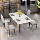 Glossy White Dining Table Set 1/4/5/7 Pieces Stone Dinette Set for Kitchen Clearhalo 'Dining Room Sets' 'Dining Tables & Seating' 'dining_room_set' 'furn' 'furn_dining_room_set' 'Furniture' 'Kitchen & Dining Furniture' 6270923