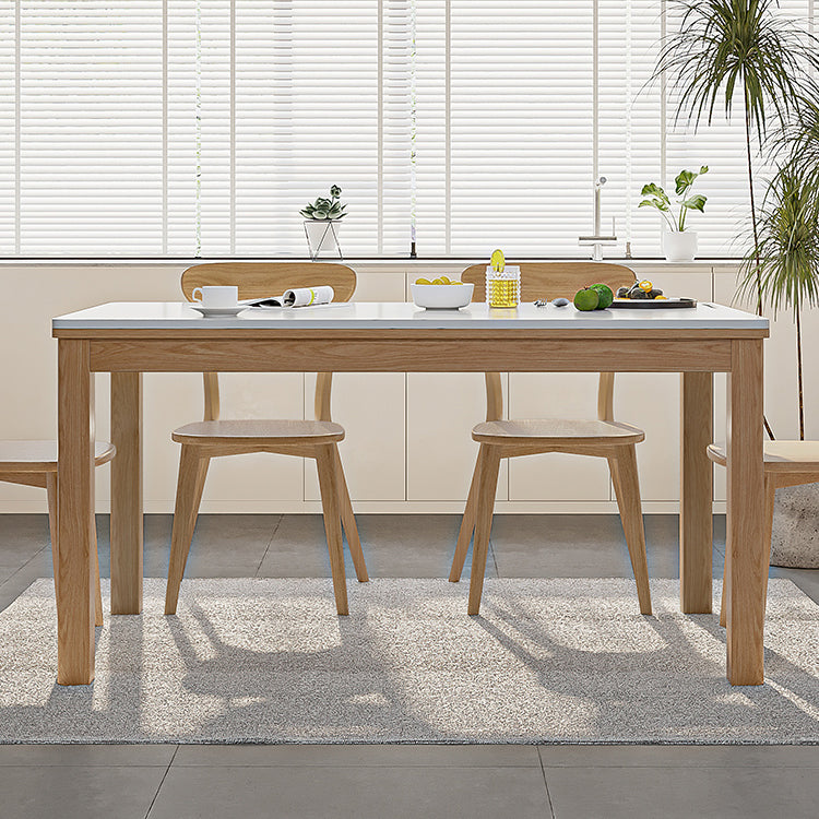Juego de mesa de comedor con tapa de piedra y sillas de madera, juego de comedor de 1/2/5 piezas para el hogar