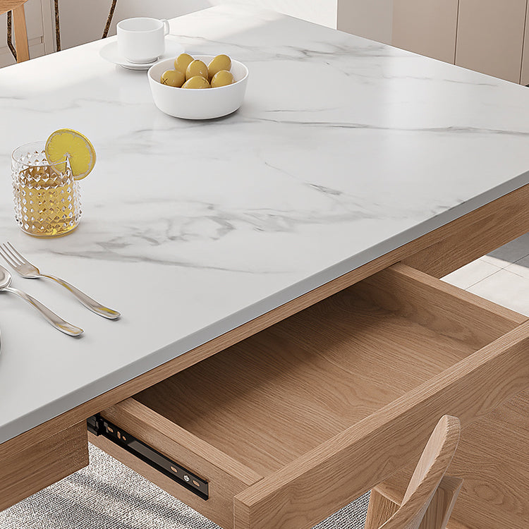 Juego de mesa de comedor con tapa de piedra y sillas de madera, juego de comedor de 1/2/5 piezas para el hogar