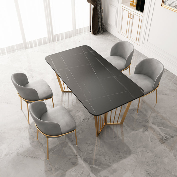 Rectangular Dining Table Set 1/2/5/7 Pieces Metal Dinette Set for Kitchen 5 Pieces: Table, 4 Chairs Clearhalo 'Dining Room Sets' 'Dining Tables & Seating' 'dining_room_set' 'furn' 'furn_dining_room_set' 'Furniture' 'Kitchen & Dining Furniture' 6270985