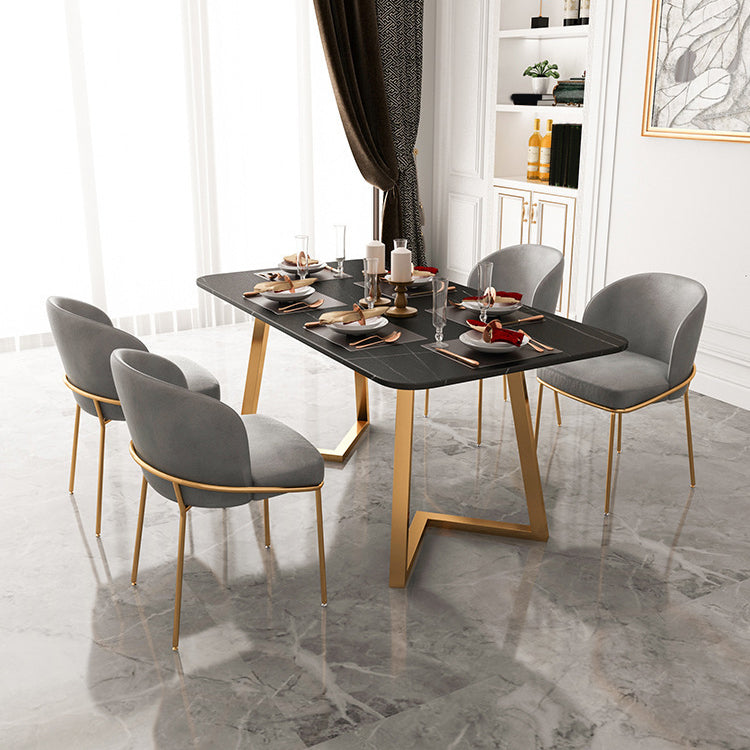 Rectangular Dining Table Set 1/2/5/7 Pieces Metal Dinette Set for Kitchen Clearhalo 'Dining Room Sets' 'Dining Tables & Seating' 'dining_room_set' 'furn' 'furn_dining_room_set' 'Furniture' 'Kitchen & Dining Furniture' 6270991
