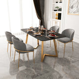 Rectangular Dining Table Set 1/2/5/7 Pieces Metal Dinette Set for Kitchen Clearhalo 'Dining Room Sets' 'Dining Tables & Seating' 'dining_room_set' 'furn' 'furn_dining_room_set' 'Furniture' 'Kitchen & Dining Furniture' 6270991