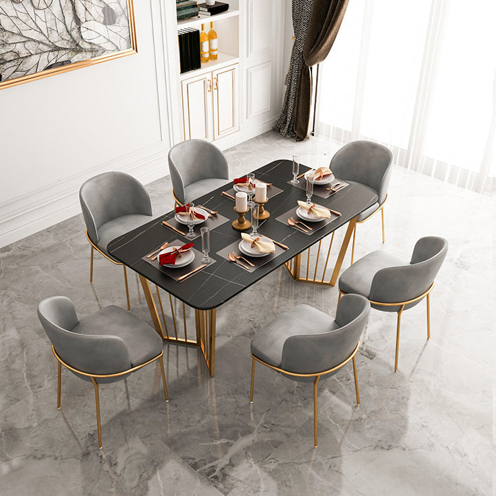 Rectangular Dining Table Set 1/2/5/7 Pieces Metal Dinette Set for Kitchen Clearhalo 'Dining Room Sets' 'Dining Tables & Seating' 'dining_room_set' 'furn' 'furn_dining_room_set' 'Furniture' 'Kitchen & Dining Furniture' 6270992