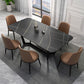Metal Dinette Set with Padded Chairs 1/2/5/7 Pieces Black Stone Dining Table Set 7 Pieces: Table, 6 Chairs Clearhalo 'Dining Room Sets' 'Dining Tables & Seating' 'dining_room_set' 'furn' 'furn_dining_room_set' 'Furniture' 'Kitchen & Dining Furniture' 6271017