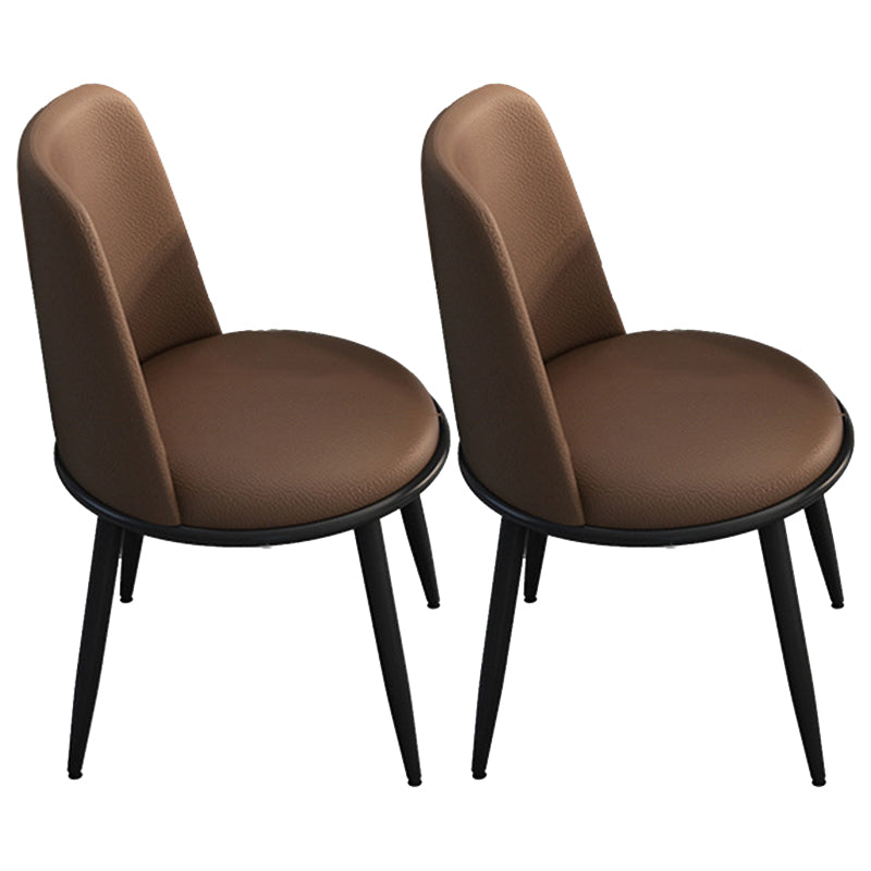 Metal Dinette Set with Padded Chairs 1/2/5/7 Pieces Black Stone Dining Table Set 2 Brown Chairs Clearhalo 'Dining Room Sets' 'Dining Tables & Seating' 'dining_room_set' 'furn' 'furn_dining_room_set' 'Furniture' 'Kitchen & Dining Furniture' 6271018