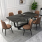 Metal Dinette Set with Padded Chairs 1/2/5/7 Pieces Black Stone Dining Table Set Clearhalo 'Dining Room Sets' 'Dining Tables & Seating' 'dining_room_set' 'furn' 'furn_dining_room_set' 'Furniture' 'Kitchen & Dining Furniture' 6271019