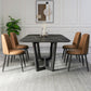 Metal Dinette Set with Padded Chairs 1/2/5/7 Pieces Black Stone Dining Table Set 5 Pieces: Table, 4 Chairs Clearhalo 'Dining Room Sets' 'Dining Tables & Seating' 'dining_room_set' 'furn' 'furn_dining_room_set' 'Furniture' 'Kitchen & Dining Furniture' 6271021