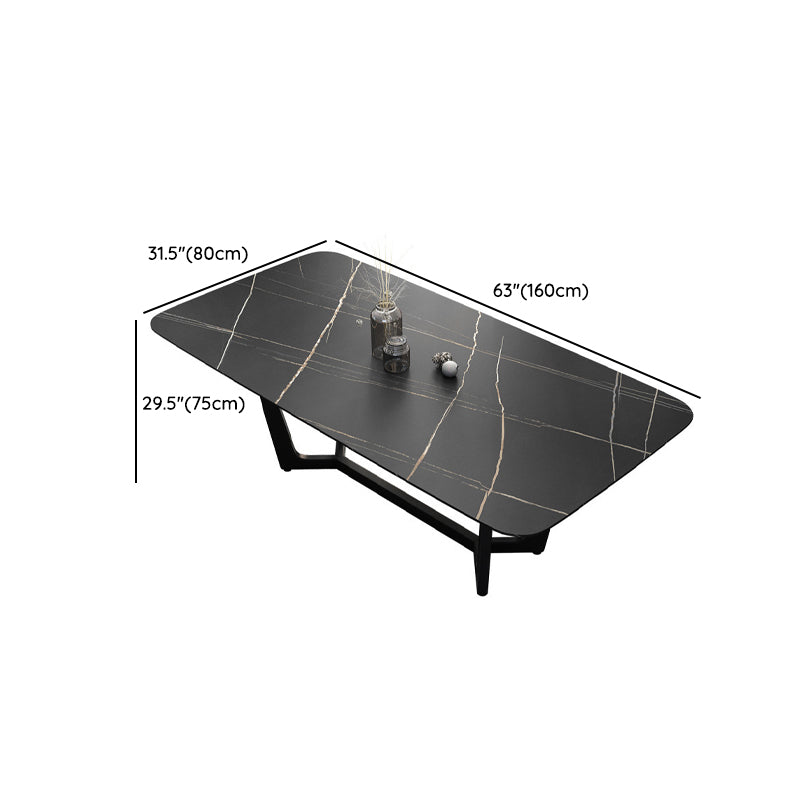 Metal Dinette Set with Padded Chairs 1/2/5/7 Pieces Black Stone Dining Table Set Clearhalo 'Dining Room Sets' 'Dining Tables & Seating' 'dining_room_set' 'furn' 'furn_dining_room_set' 'Furniture' 'Kitchen & Dining Furniture' 6271027