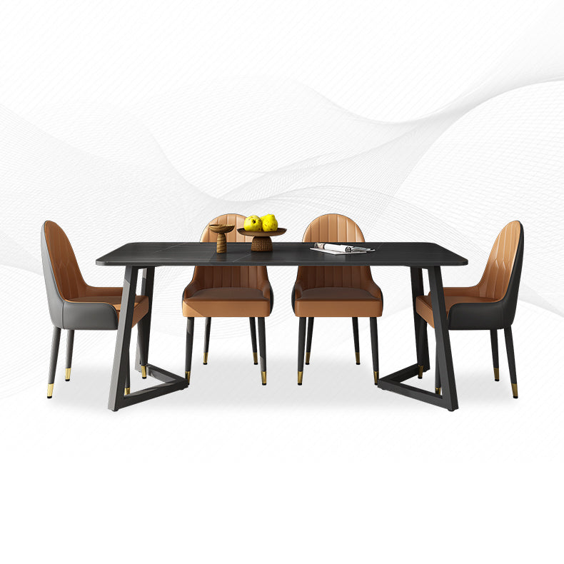 Ensemble de table à manger noire moderne 1/2/5/7 pièces en métal set pour la maison