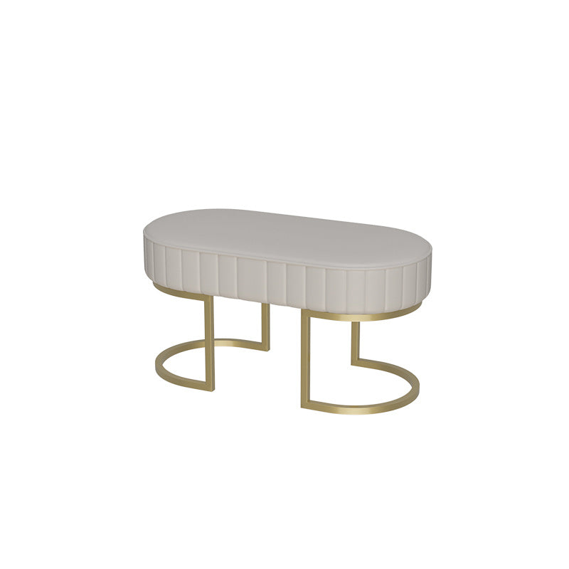 Modern Faux Leather Bench Oval Foam Bench with Legs for Home Office 31.5"L x 16"W x 18"H White Clearhalo 'Benches' 'Chairs & Seating' 'furn' 'furn_benches' 'Furniture' 'Living Room Furniture' 6271103