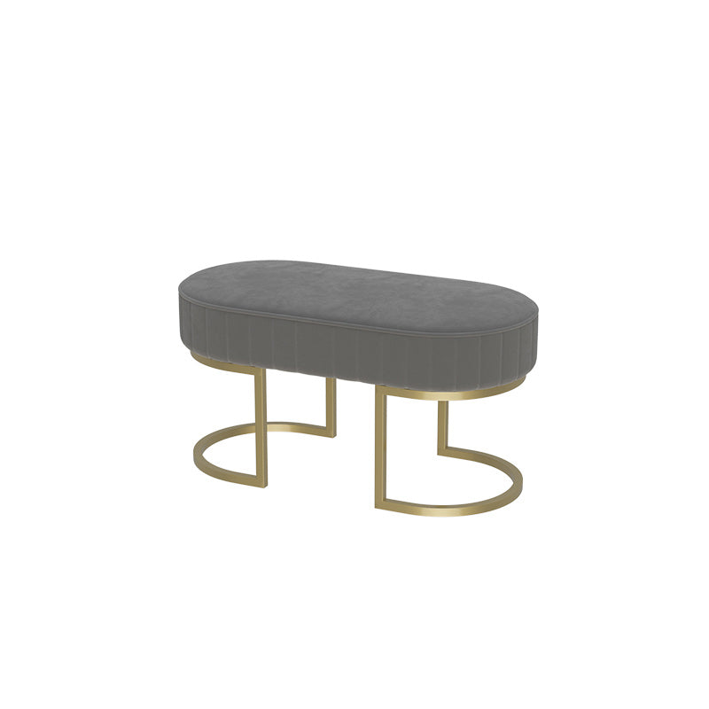 Modern Faux Leather Bench Oval Foam Bench with Legs for Home Office 31.5"L x 16"W x 18"H Grey Clearhalo 'Benches' 'Chairs & Seating' 'furn' 'furn_benches' 'Furniture' 'Living Room Furniture' 6271108